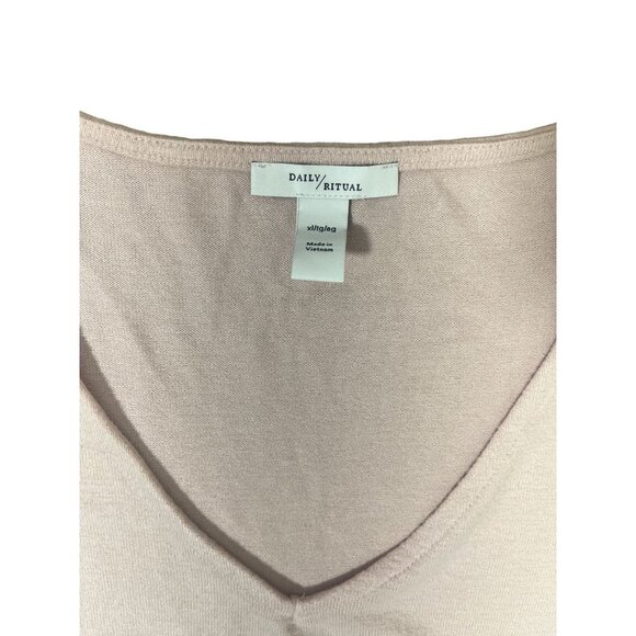 Daily Ritual Womens Oversized Size XL V-Neck Tshirt Color Pink - Picture 5 of 5